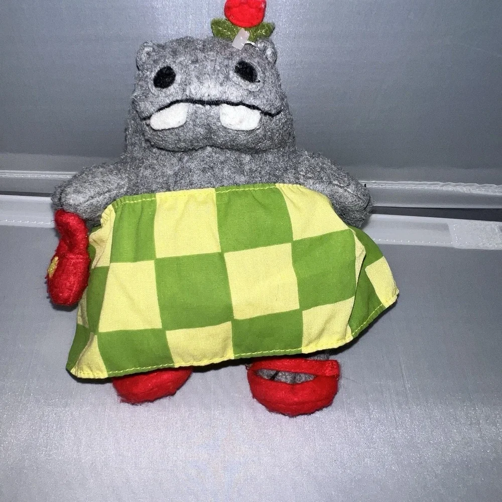 Vintage Crocodile Creek George and Martha Hippo Beanbag Felt Plush Toys Set 1999